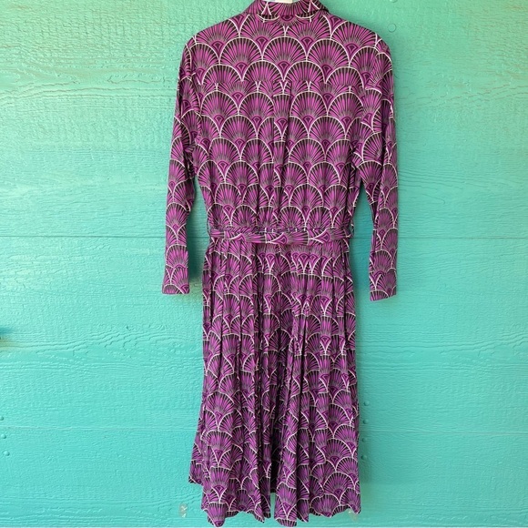 TUCKERNUCK ALLYSON Purple 100% SILK Long Sleeve Wrap Dress SIZE SMALL LIKE NEW! - Picture 8 of 9